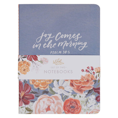 Joy and Grace Peach and Blue Floral Medium Notebook Set by Christian Art Gifts