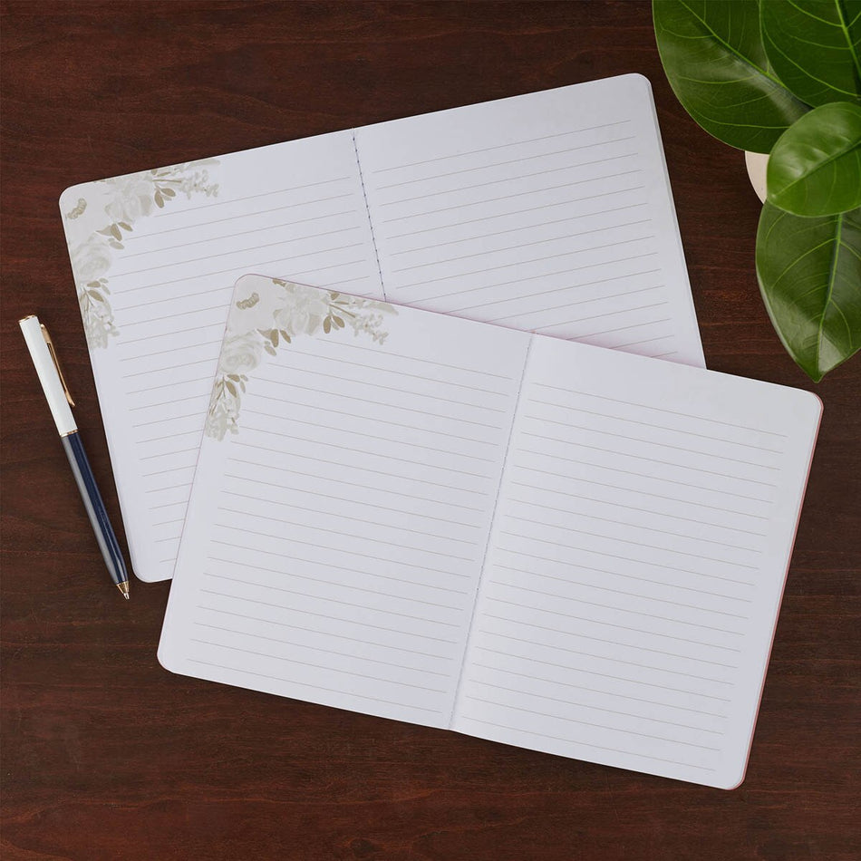 Joy and Grace Peach and Blue Floral Medium Notebook Set by Christian Art Gifts, product view 2