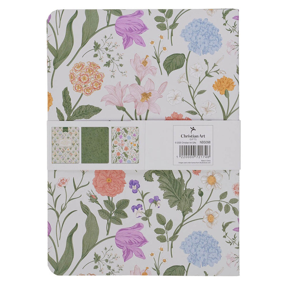 Sufficient Grace Floral Lattice Notebook Set - 2 Corinthians 12:9 by Christian Art Gifts, product view 2