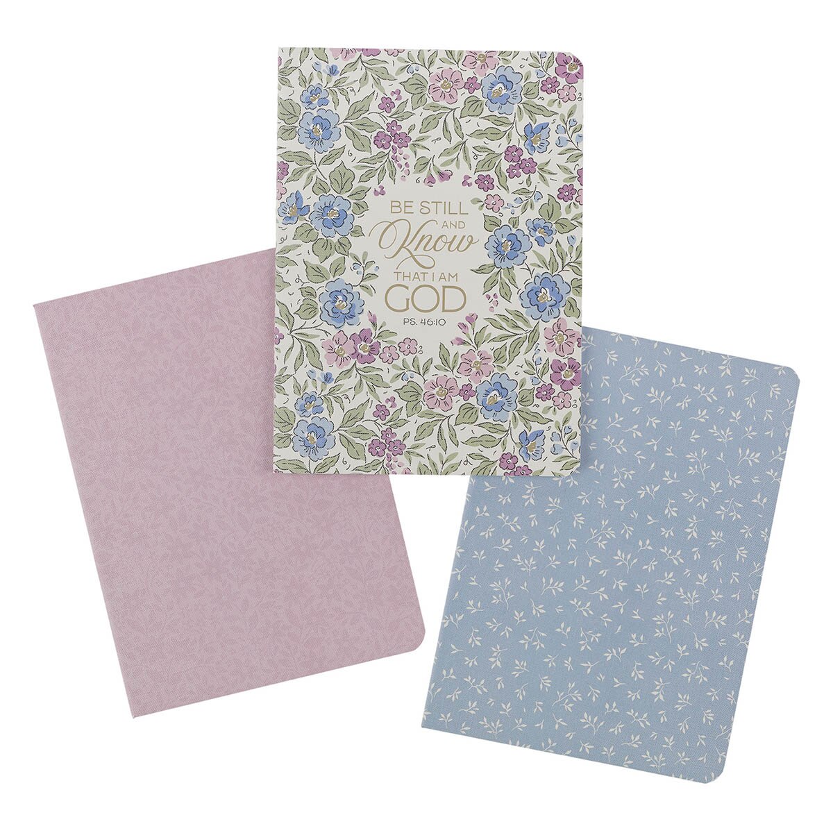 Be Still and Know Purple Trio Large 3-piece Notebook Set - Psalm 4:10 by Christian Art Gifts, product view 3