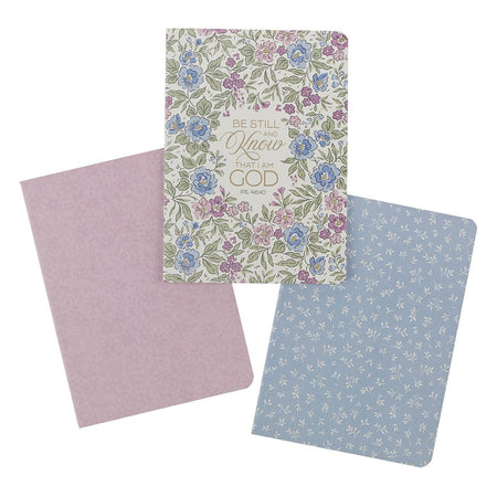 Be Still and Know Purple Trio Large 3-piece Notebook Set - Psalm 4:10 by Christian Art Gifts, product view 3