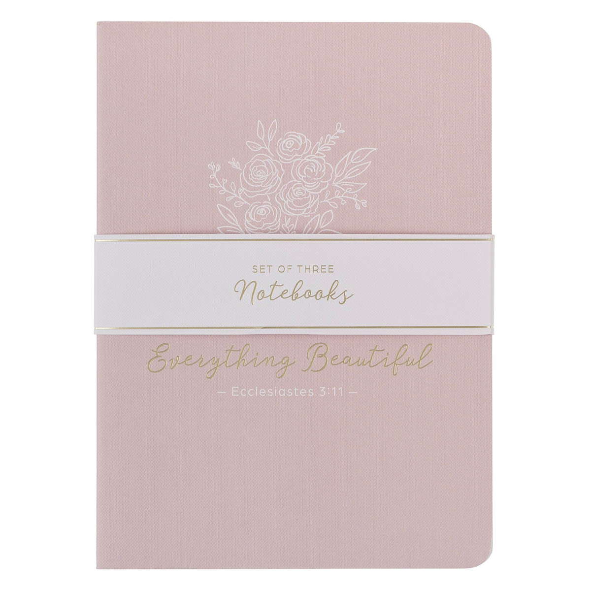Everything Beautiful Blush and Taupe Floral 3-Piece Large Notebook Set - Ecclesiastes 3:11 by Christian Art Gifts