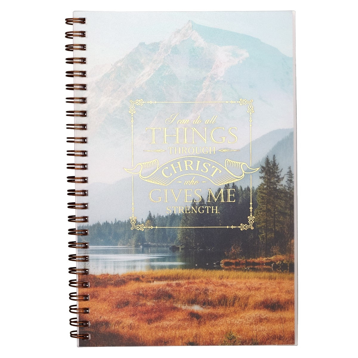 All Things Through Christ PVC Cover Spiral Notebook - Philippians 4:13 by Christian Art Gifts