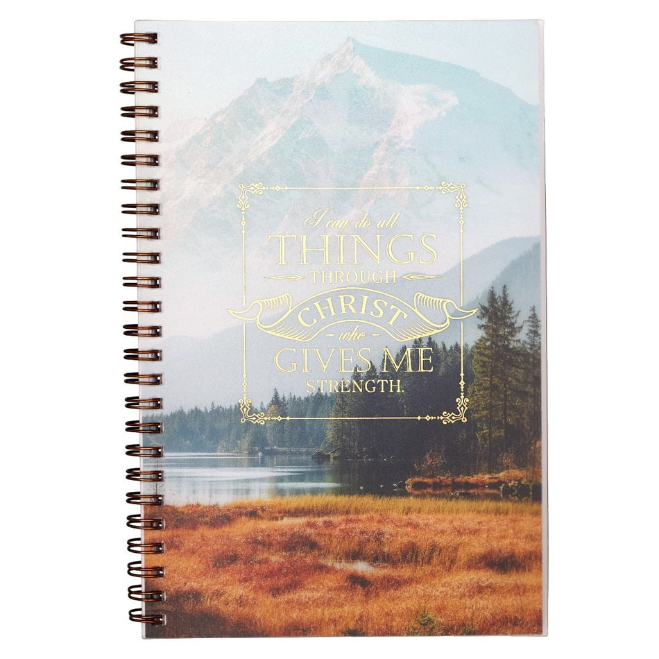 All Things Through Christ PVC Cover Spiral Notebook - Philippians 4:13 by Christian Art Gifts