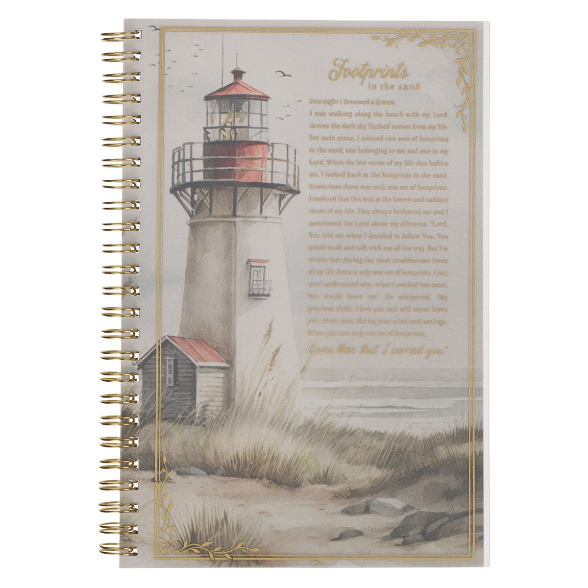 Footprints in the Sand PVC Cover Spiral Notebook - Isaiah 46:4 by Christian Art Gifts