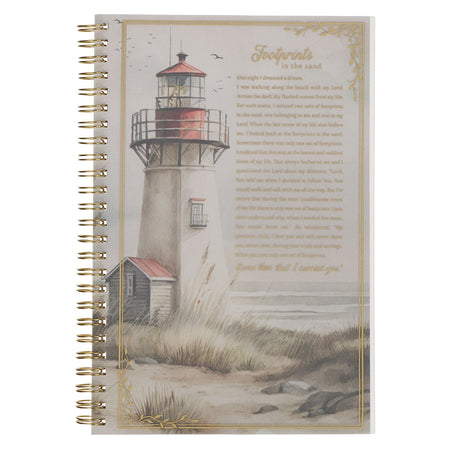 Footprints in the Sand PVC Cover Spiral Notebook - Isaiah 46:4 by Christian Art Gifts