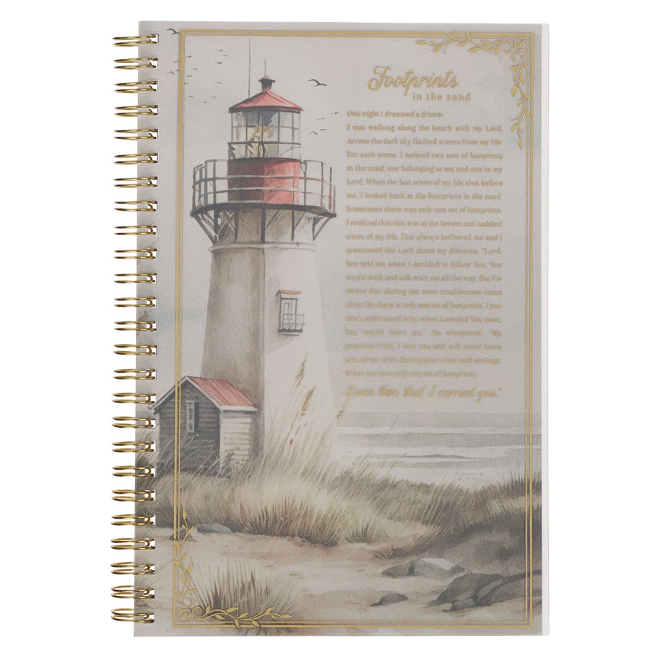 Footprints in the Sand PVC Cover Spiral Notebook - Isaiah 46:4 by Christian Art Gifts