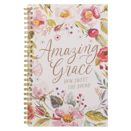Amazing Grace Pink Floral Soft Cover Spiral Notebook by Christian Art Gifts