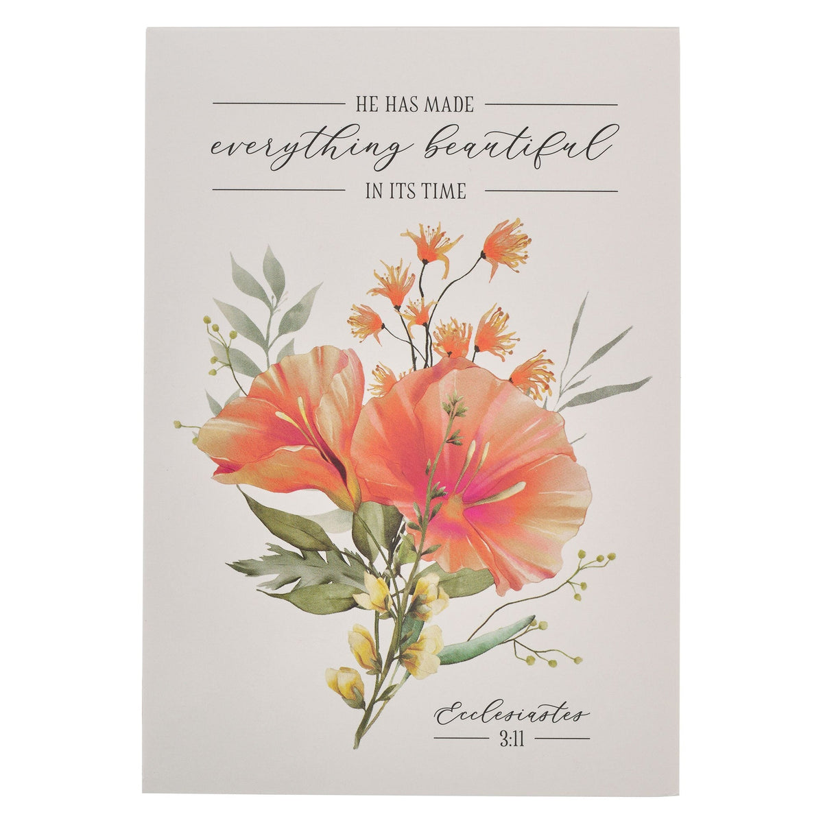 Everything Beautiful Orange Floral Notepad - Ecclesiastes 3:11 by Christian Art Gifts