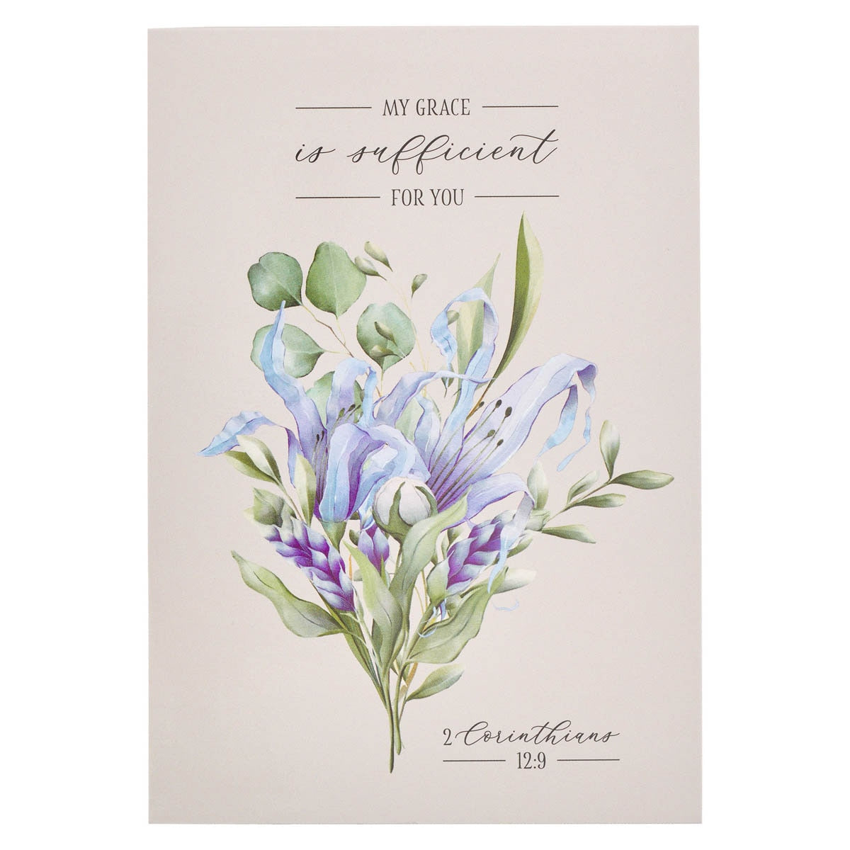 My Grace is Sufficient Lilac Floral Notepad - 2 Corinthians 12:9 by Christian Art Gifts