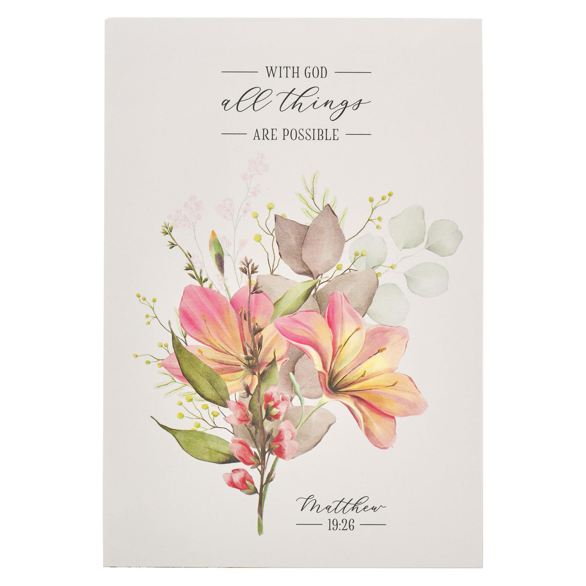 All Things are Possible Blue Floral Notepad - Matthew 19:26 by Christian Art Gifts