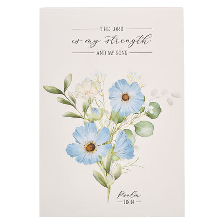 My Strength and My Song Blue Floral Notepad - Psalm 118:14 by Christian Art Gifts