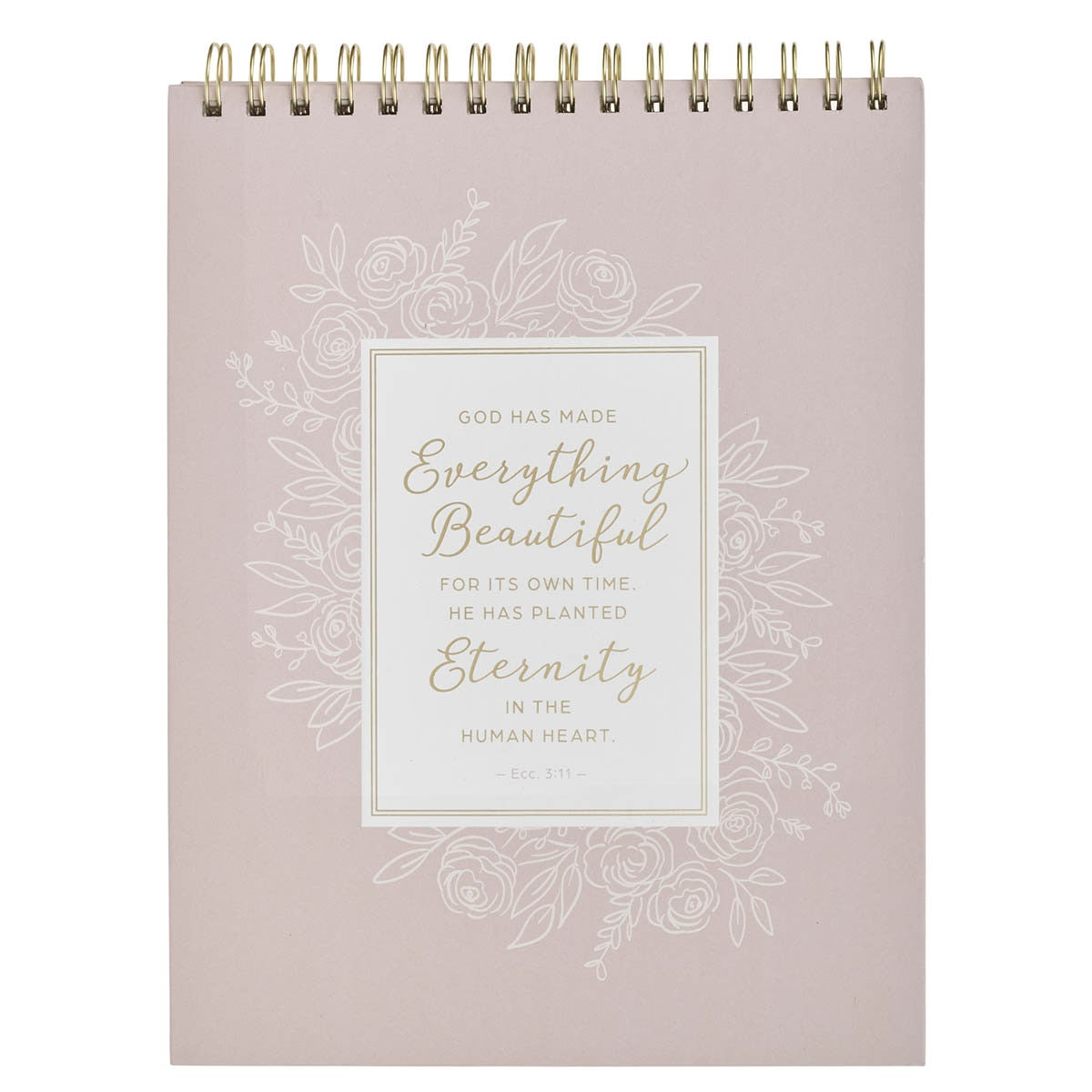 Everything Beautiful Pink Floral Spiral Notepad - Ecclesiastes 3:11 by Christian Art Gifts