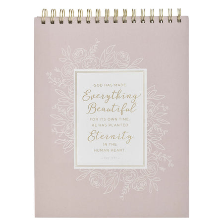 Everything Beautiful Pink Floral Spiral Notepad - Ecclesiastes 3:11 by Christian Art Gifts