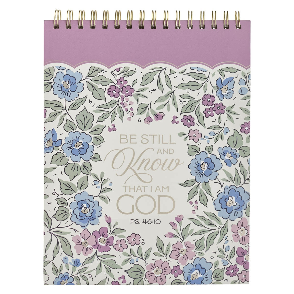 Be Still and Know Purple Floral Spiral Notepad - Psalm 46:10 by Christian Art Gifts