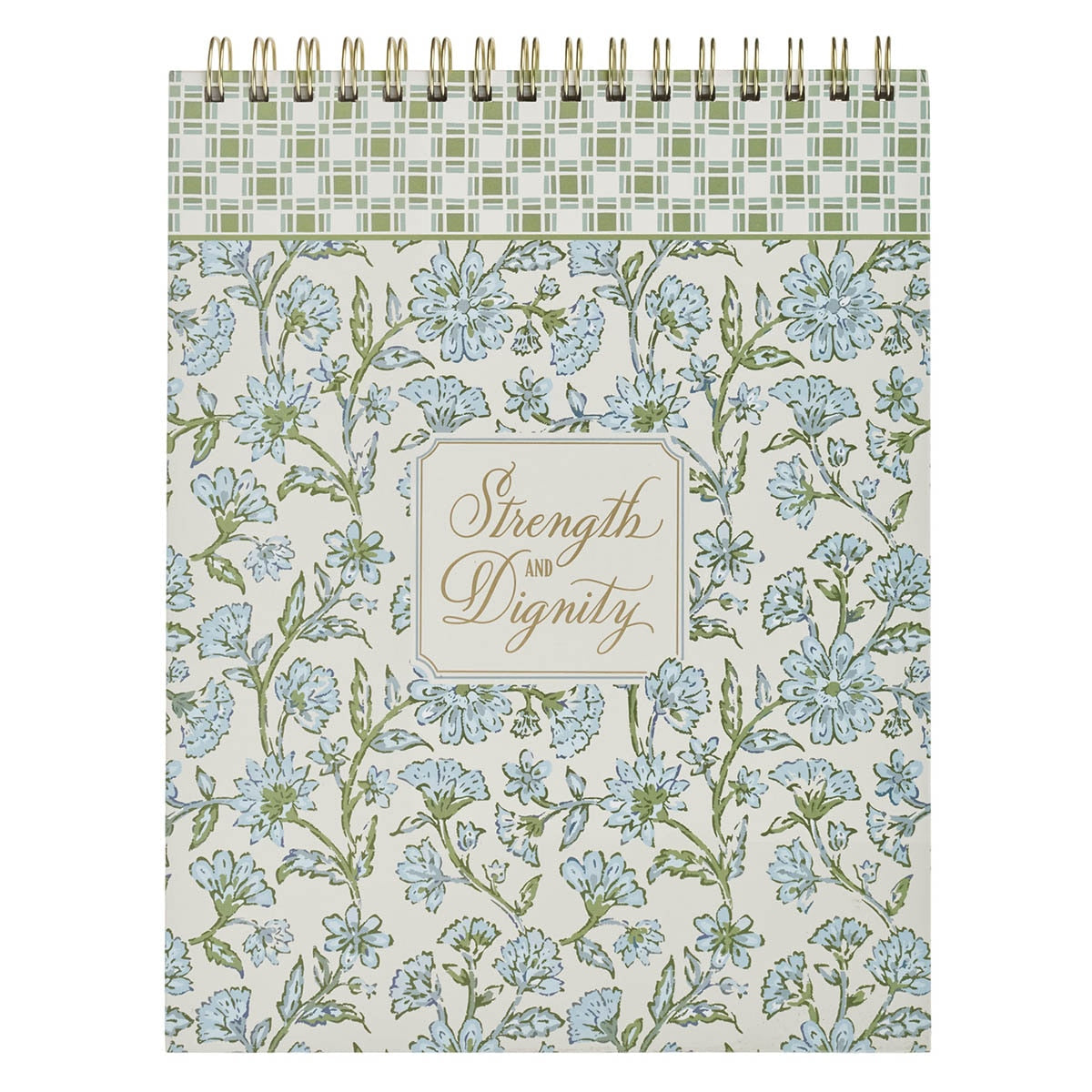 Strength and Dignity Blue Cottage Garden Spiral Notepad - Proverbs 31:25 by Christian Art Gifts