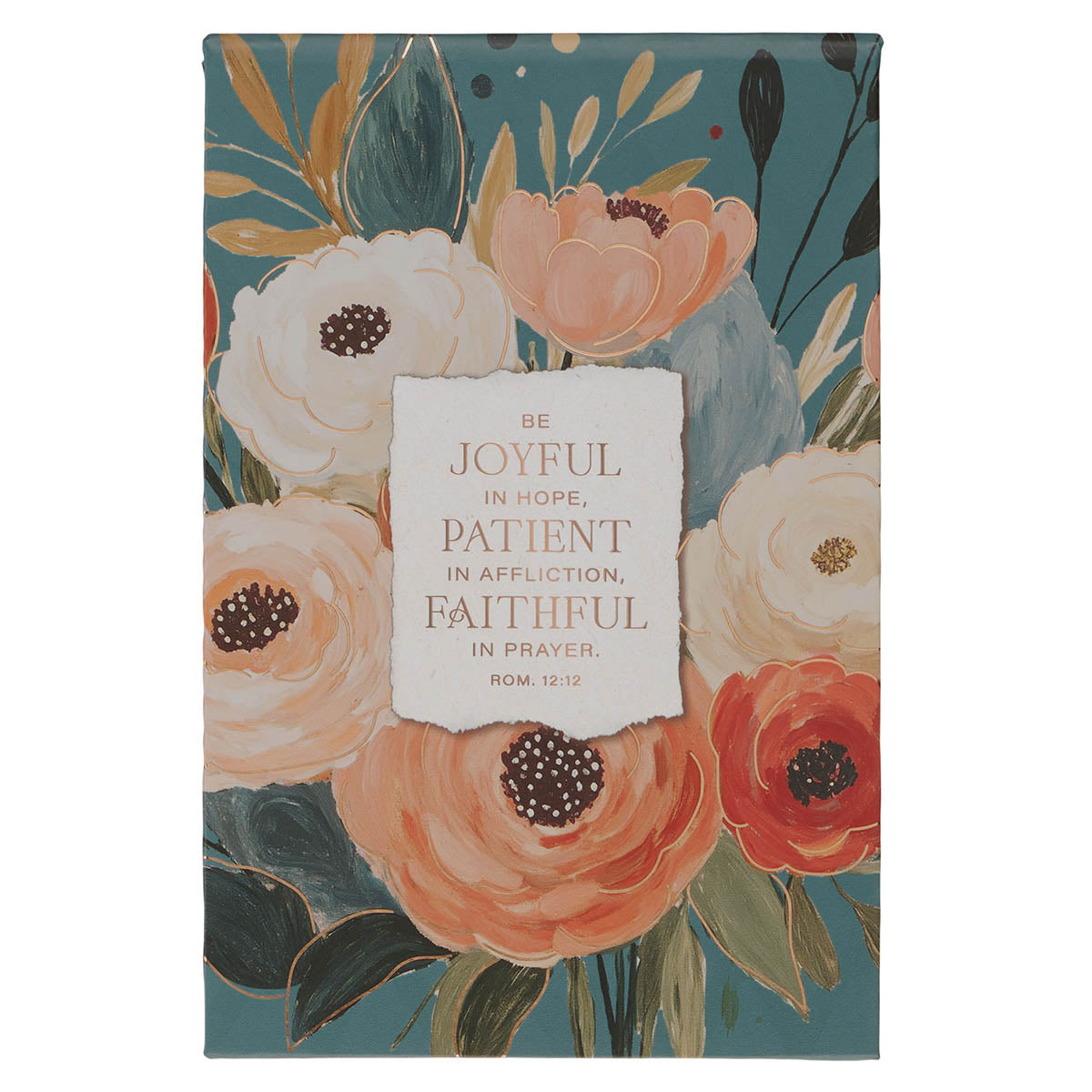 Joful Patient Faithful Heirloom Floral Hardcover Top-flip Notepad - Romans 2:12 by Christian Art Gifts