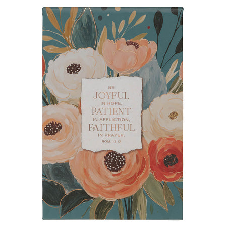 Joful Patient Faithful Heirloom Floral Hardcover Top-flip Notepad - Romans 2:12 by Christian Art Gifts