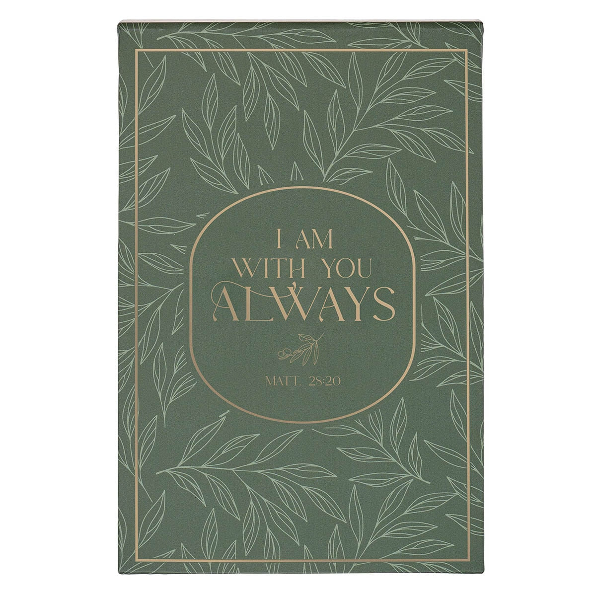 I Am With You Always Green Botanical Leaf Hardcover Top-flip Notepad - Matthew 28:20 by Christian Art Gifts