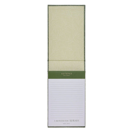 I Am With You Always Green Botanical Leaf Hardcover Top-flip Notepad - Matthew 28:20 by Christian Art Gifts, product view 2