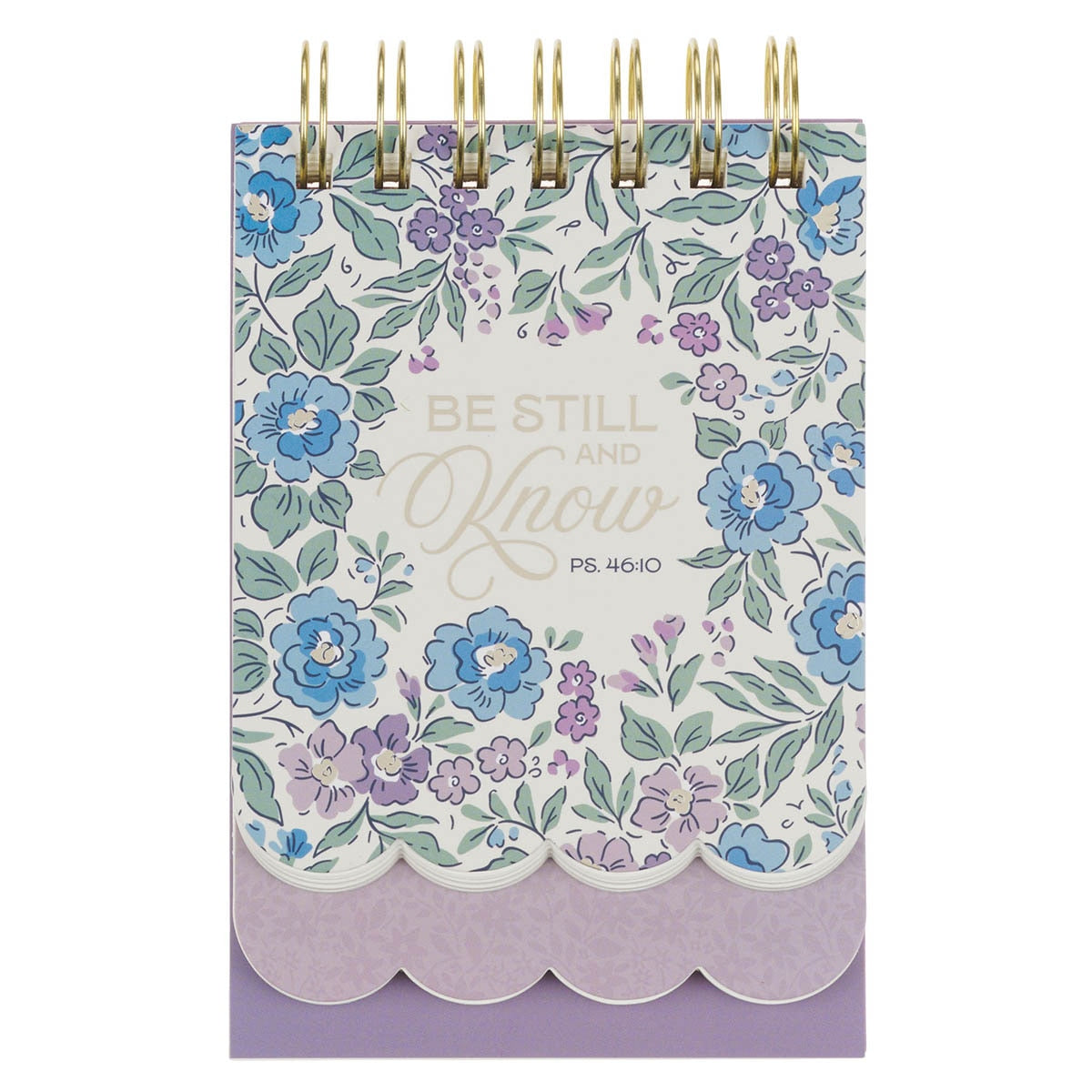 Be Still and Know Purple Floral Tiered Spiral Notepad - Psalm 46:10 by Christian Art Gifts