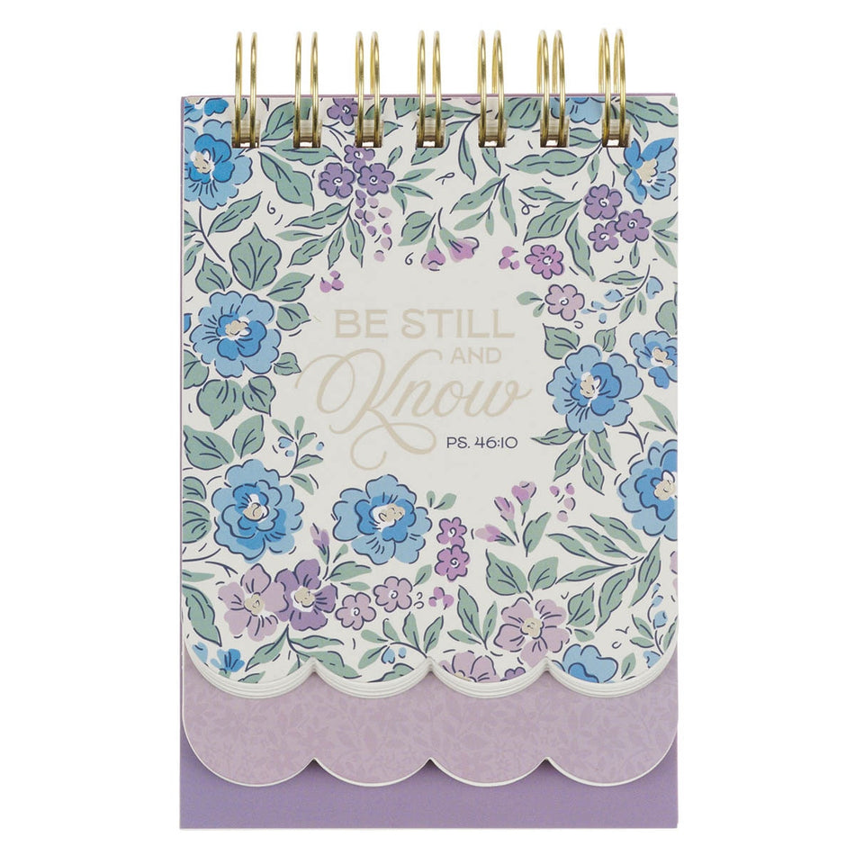 Be Still and Know Purple Floral Tiered Spiral Notepad - Psalm 46:10 by Christian Art Gifts
