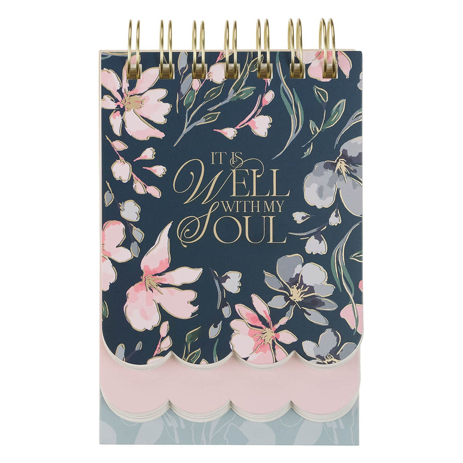 Well With My Soul Navy Floral Tiered Spiral Notepad by Christian Art Gifts