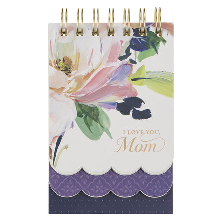 I Love You Mom Purple Floral Tiered Spiral Notepad by Christian Art Gifts