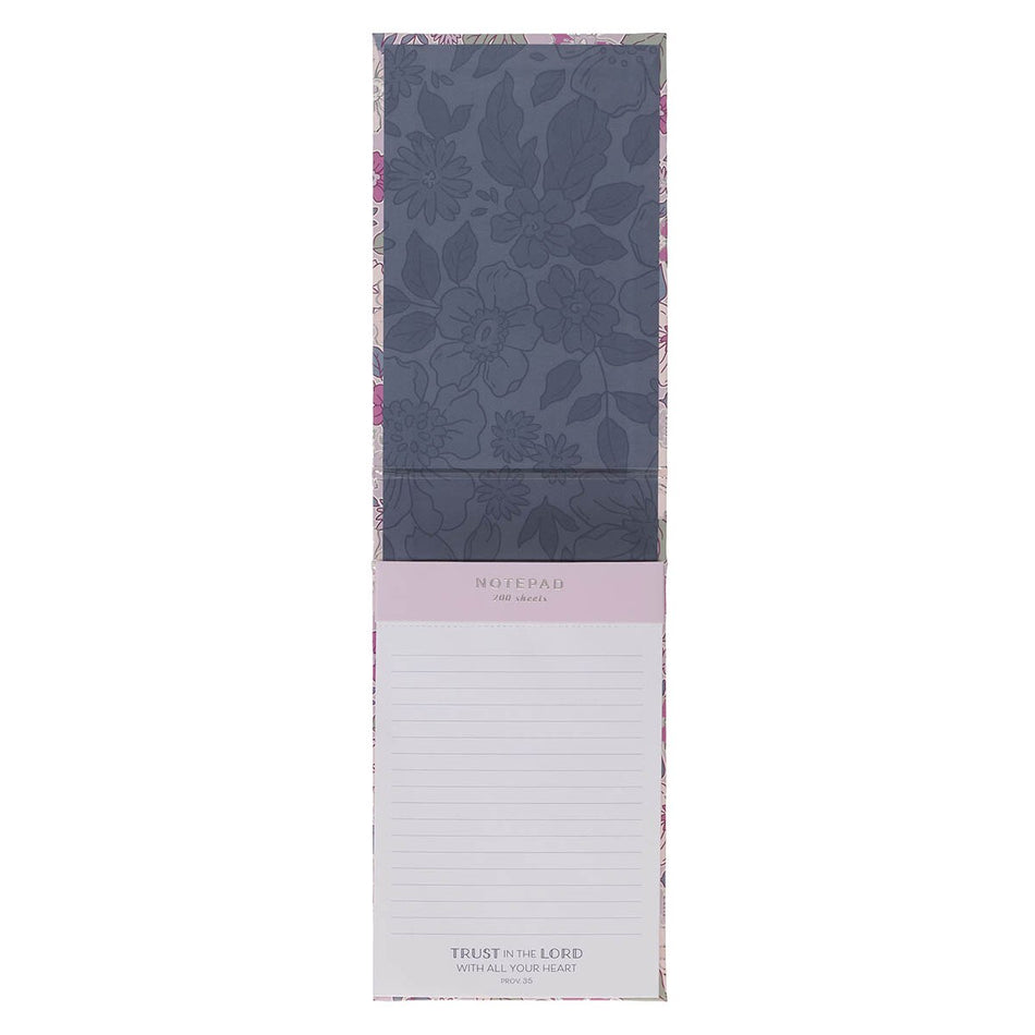 Trust in the Lord Purple Floral Hardcover Top-Flip Notepad - Proverbs 3:5 by Christian Art Gifts, product view 2