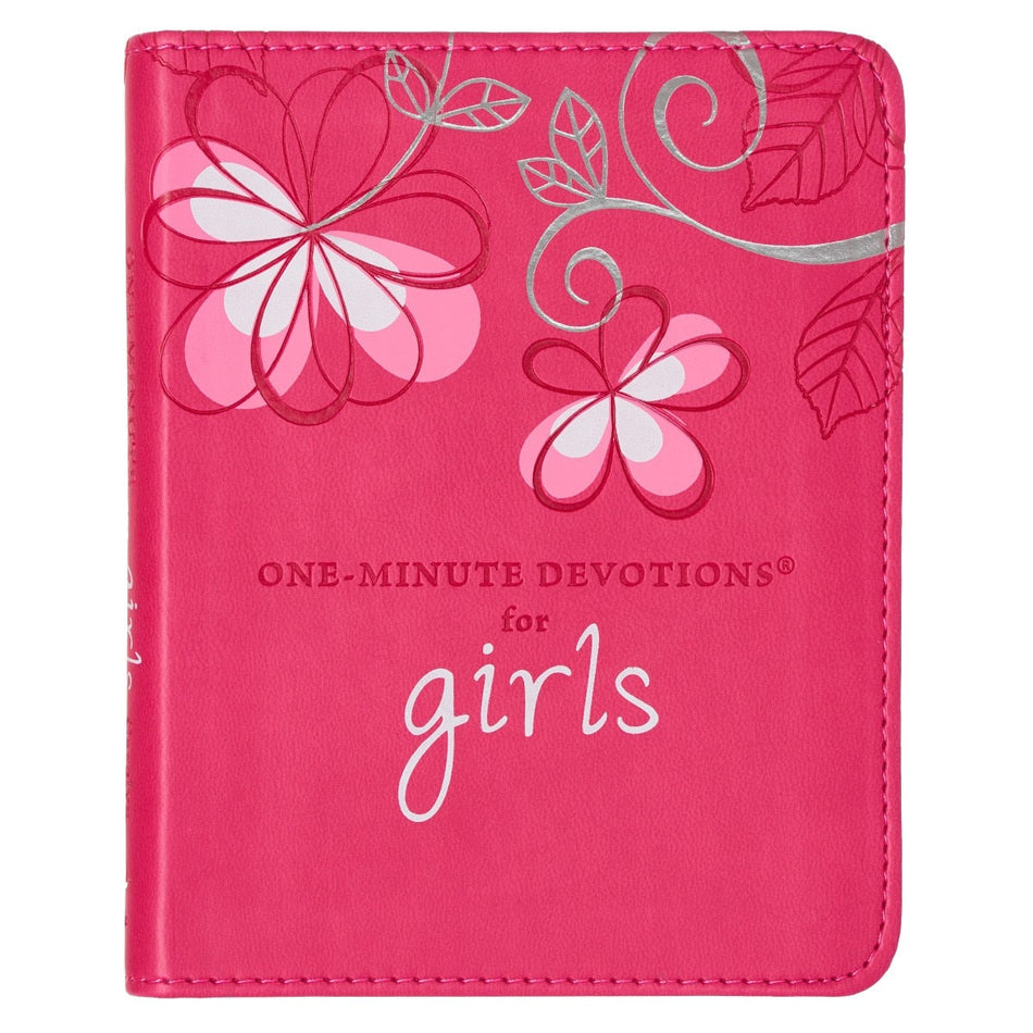 The One-Minute Devotions for Girls Pink Faux Leather Devotional by Christian Art Gifts
