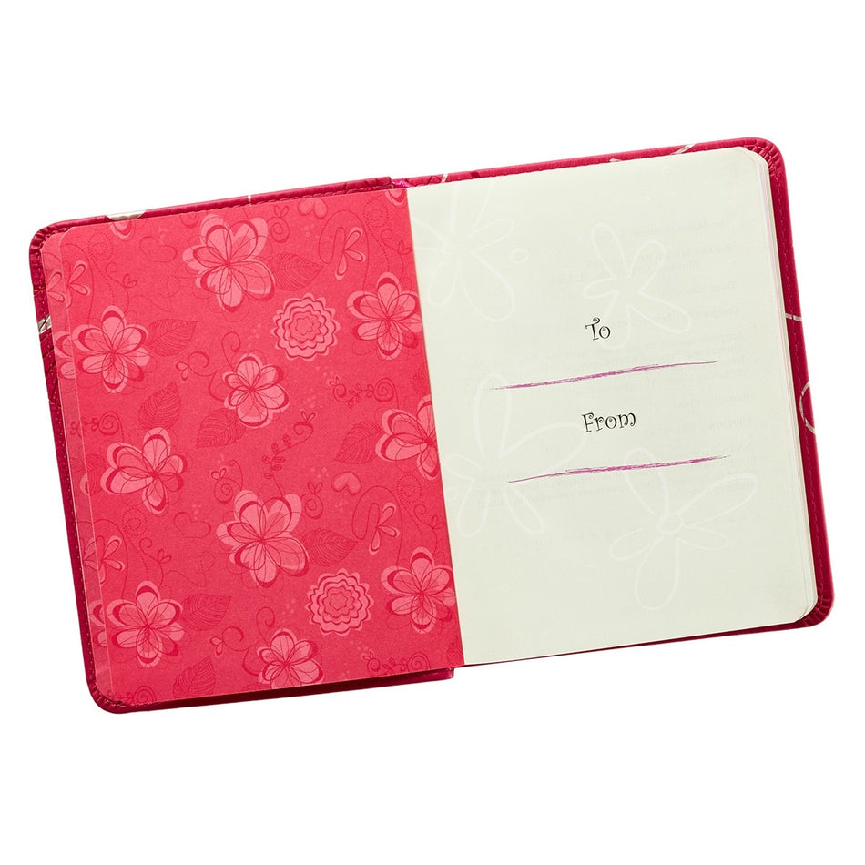 The One-Minute Devotions for Girls Pink Faux Leather Devotional by Christian Art Gifts, product view 2