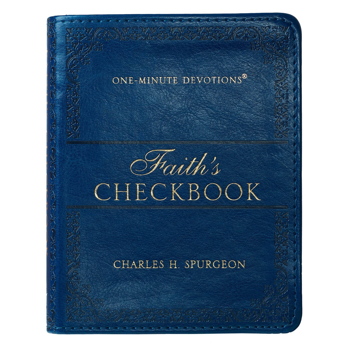 Faith's Checkbook Navy Blue Faux Leather One-Minute Devotions by Christian Art Gifts