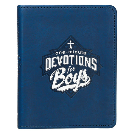 One-Minute Devotions for Boys Blue Faux Leather Devotional by Christian Art Gifts