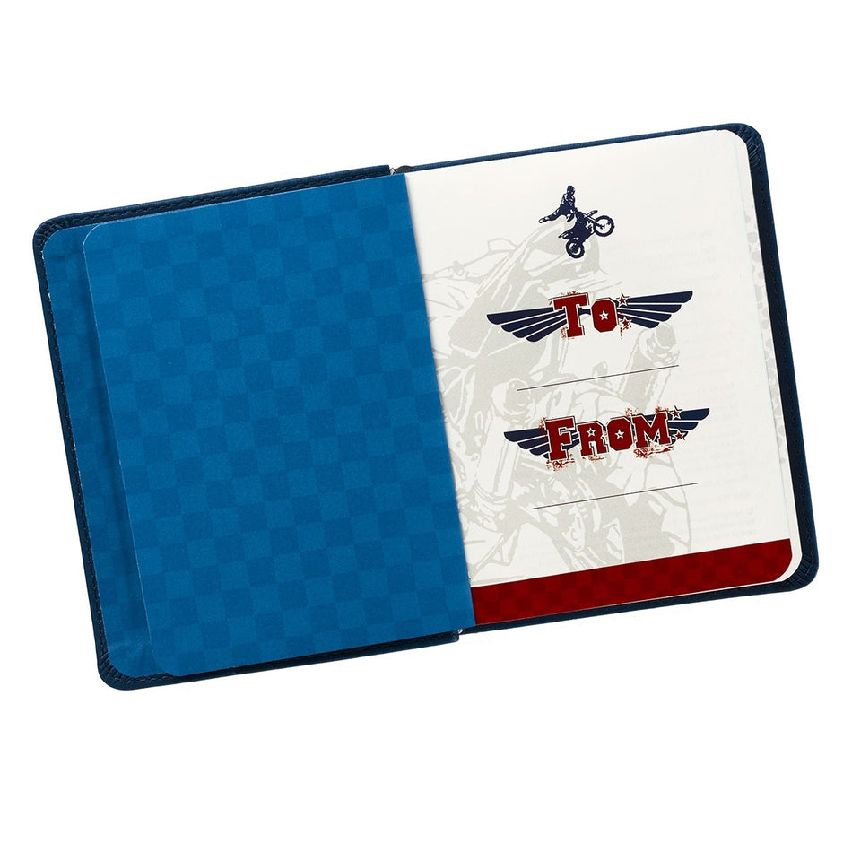 One-Minute Devotions for Boys Blue Faux Leather Devotional by Christian Art Gifts, product view 2