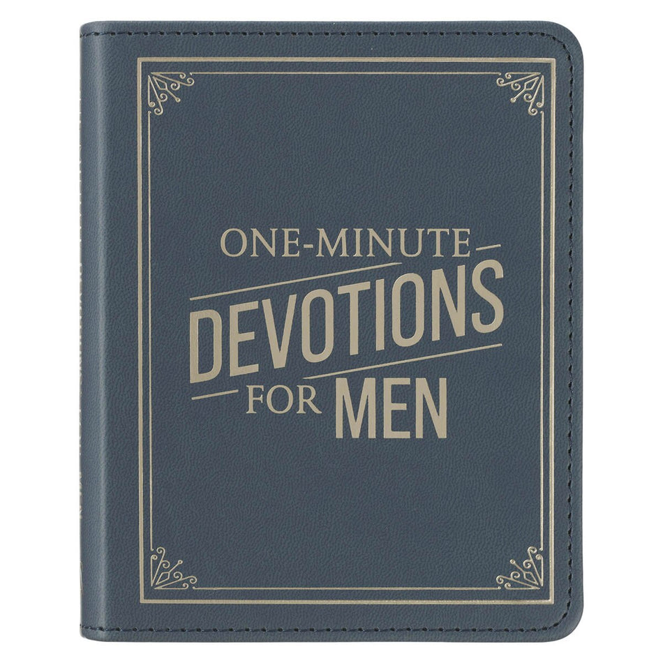 One-Minute Devotions® for Men Slate Blue Faux Leather Devotional by Christian Art Gifts