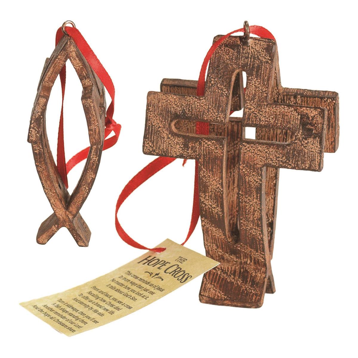 Natural Brown Ornate Cross 3 inch Resin Decorative Hanging Ornament by Dicksons