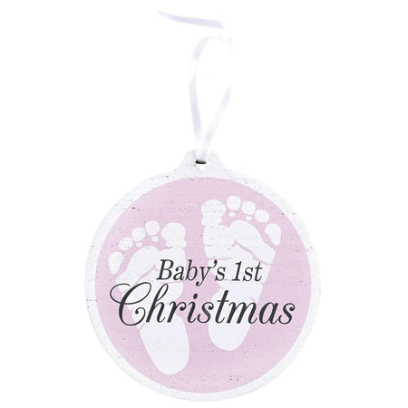 Ornament Babys 1st Christmas Pink MDF by Dicksons