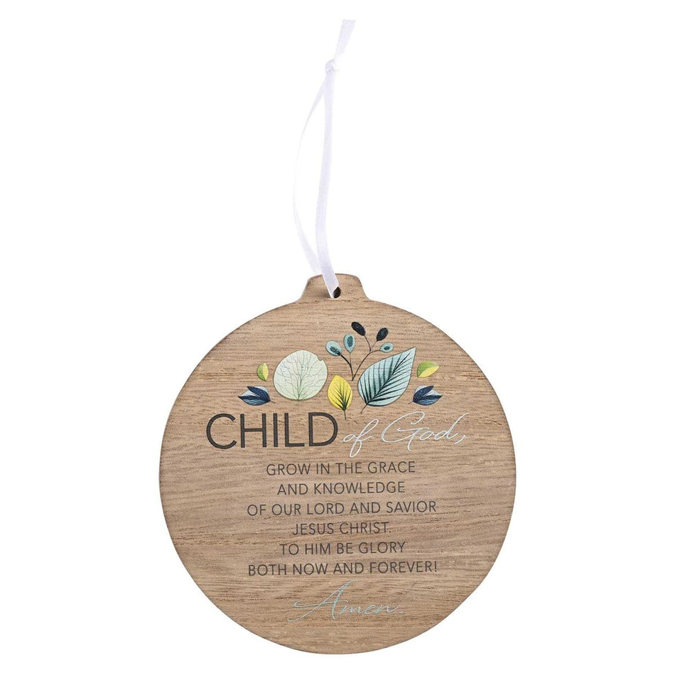 Child of God - Teal Foliage - 4 Inch MDF Wood Decorative Hanging Ornament by Dicksons