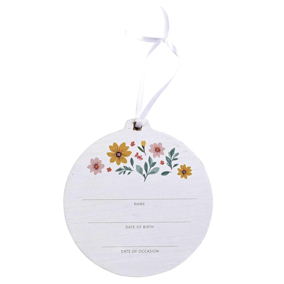 Child of God - Floral Design - 4 Inch White MDF Wood Decorative Hanging Ornament by Dicksons, product view 2