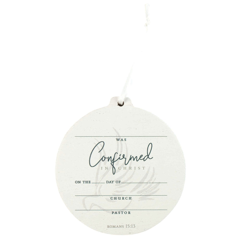 Confirmed Dangling White Finish Double Sided White 4.5 x 4 MDF Ornament Holiday by Dicksons, product view 2