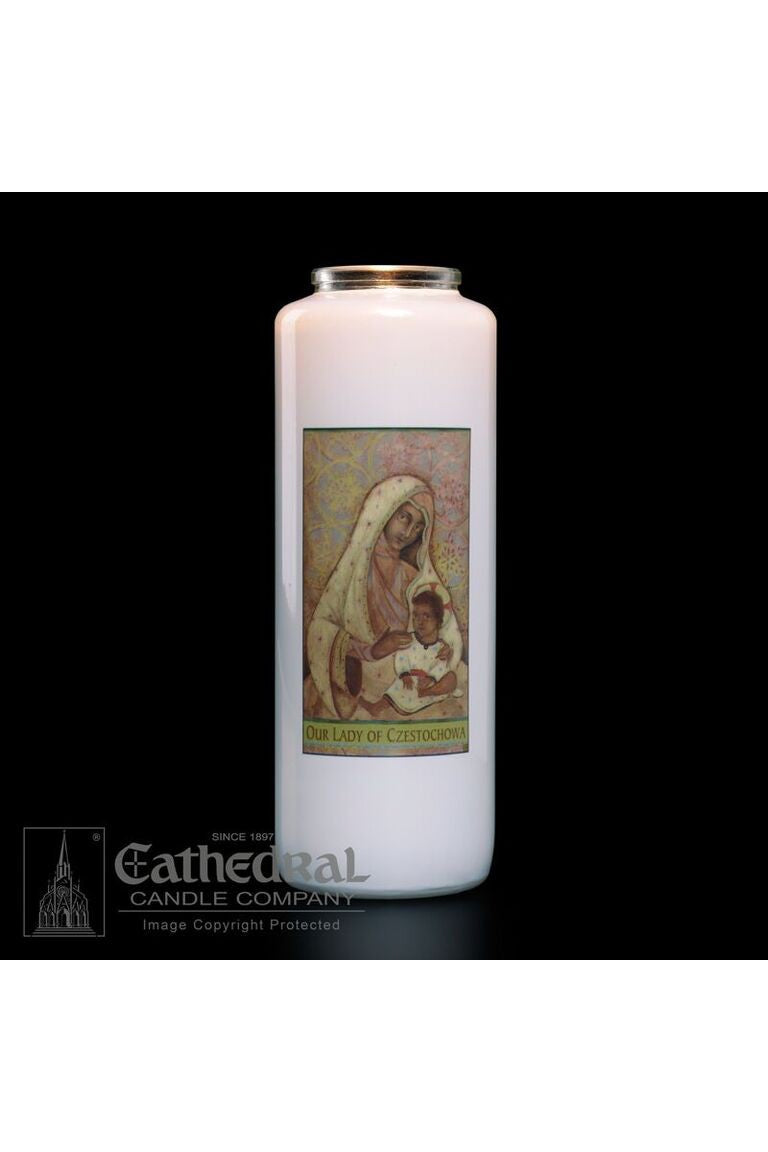 Patron Saint Glass 6 Day Candles - Our Lady of Czestochowa by Anchor Christian Distributors