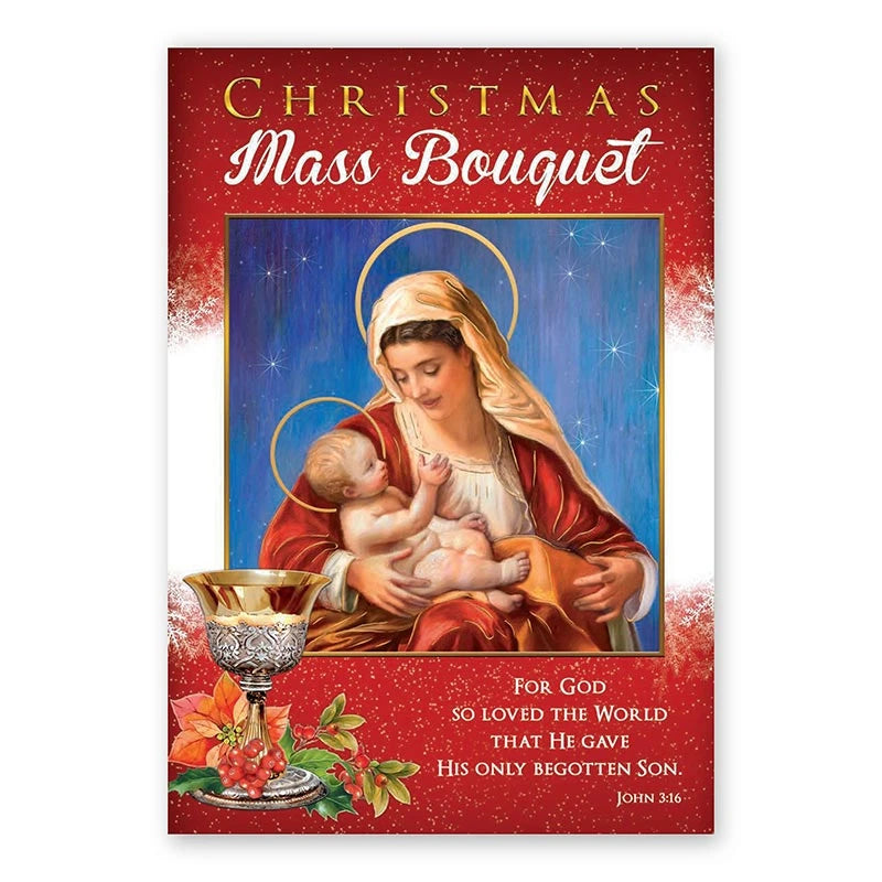 Madonna and Child Christmas Mass Bouquet Card