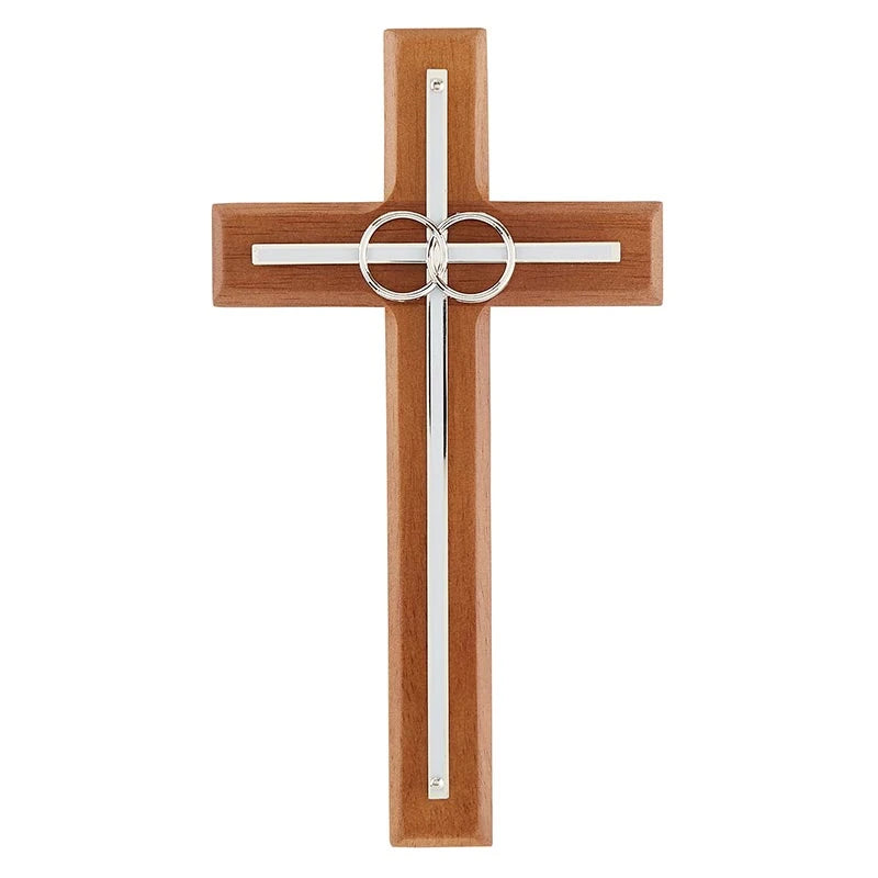 Overlay Wedding Cross With Silver Rings