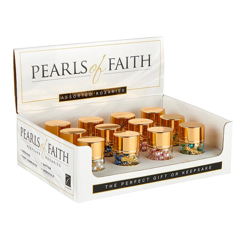 Pearls of Faith Mini Rosaries in a Bottle Display