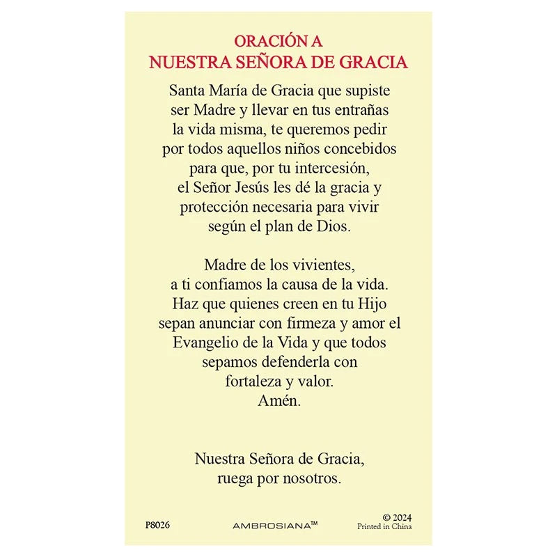 Spanish Holy Card - Our Lady of Grace (Hail Mary)