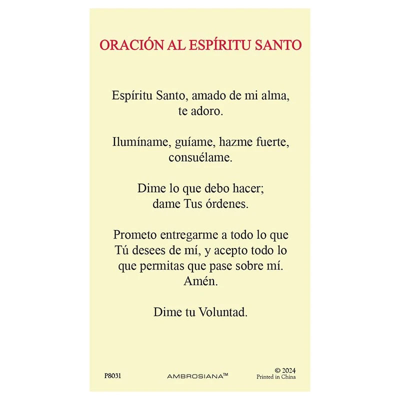 Spanish Holy Card - Holy Spirit