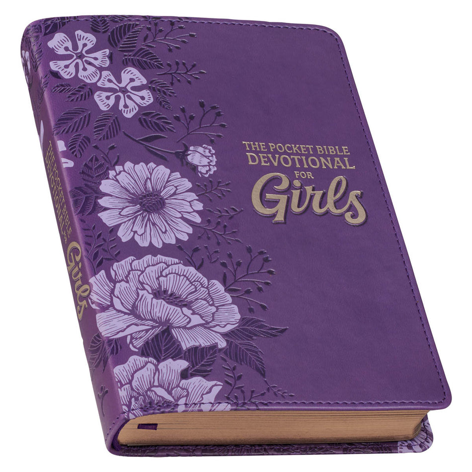 Purple Faux Leather Pocket Devotional for Girls by Christian Art Gifts, product view 2