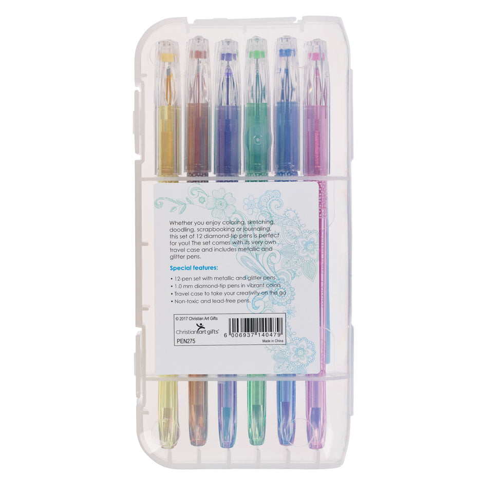 Metallic & Glitter Gel Pen Set - 12pc by Christian Art Gifts, product view 2