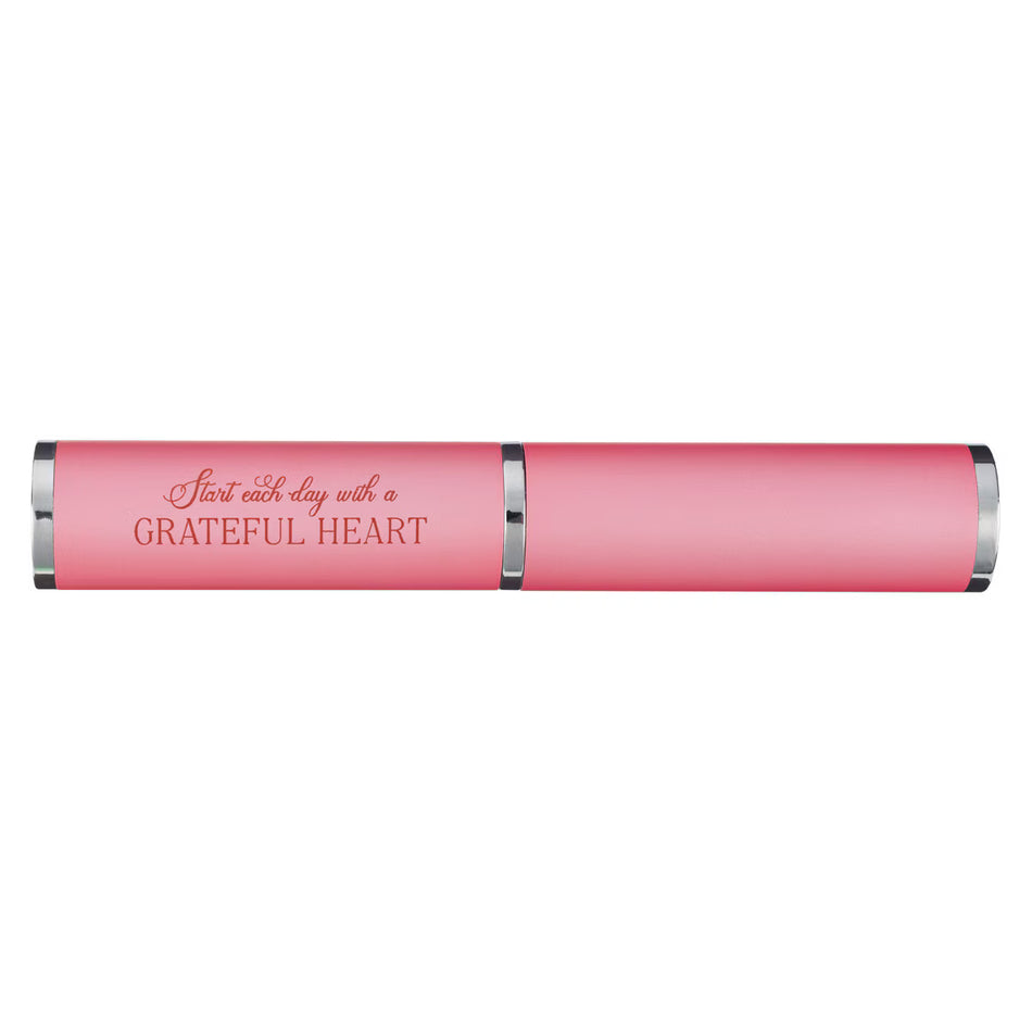 Pink Grateful Heart Stylish Pen and Case Gift Set