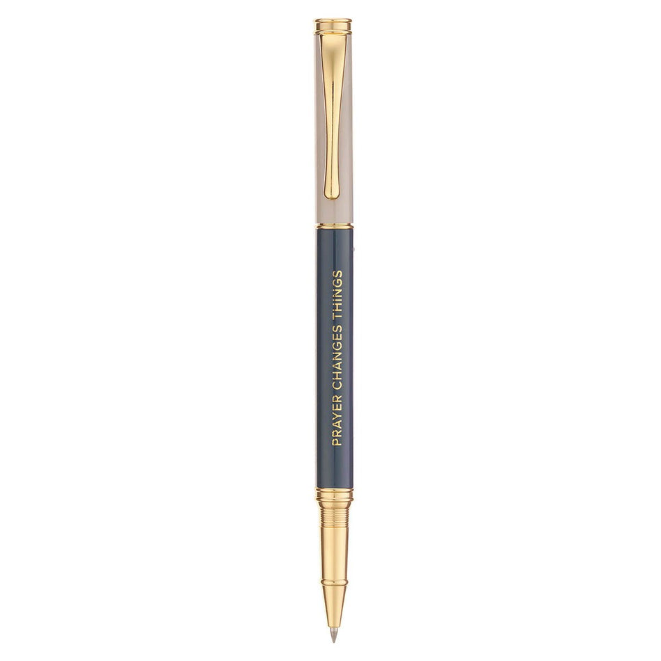 Prayer Changes Things Slate Blue and Taupe Gift Pen by Christian Art Gifts, product view 2